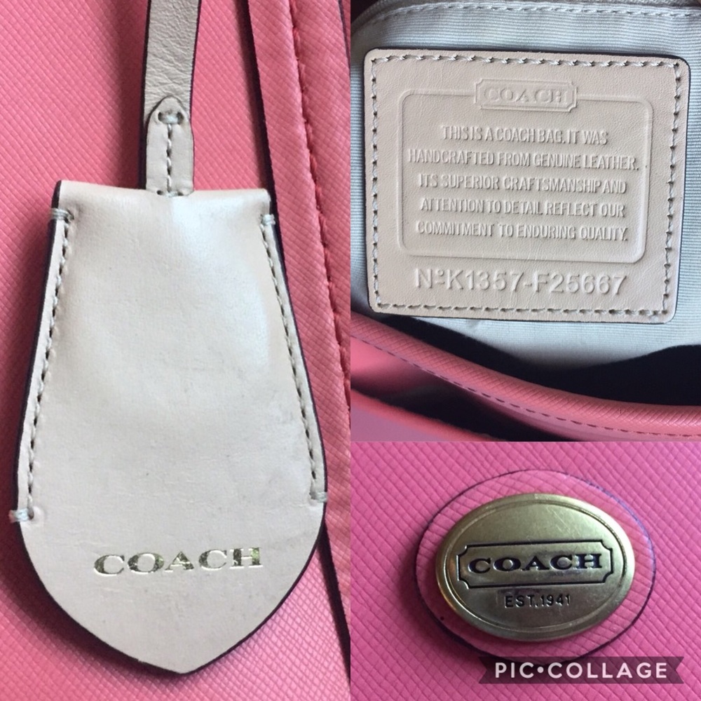 Auth Coach Crossbody Handbag Purse Salmon Colored - Picture 6 of 8